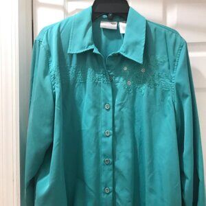BEAUTIFUL ALFRED DUNNER Green FLORAL EMBROIDERED JACKET Size 18P